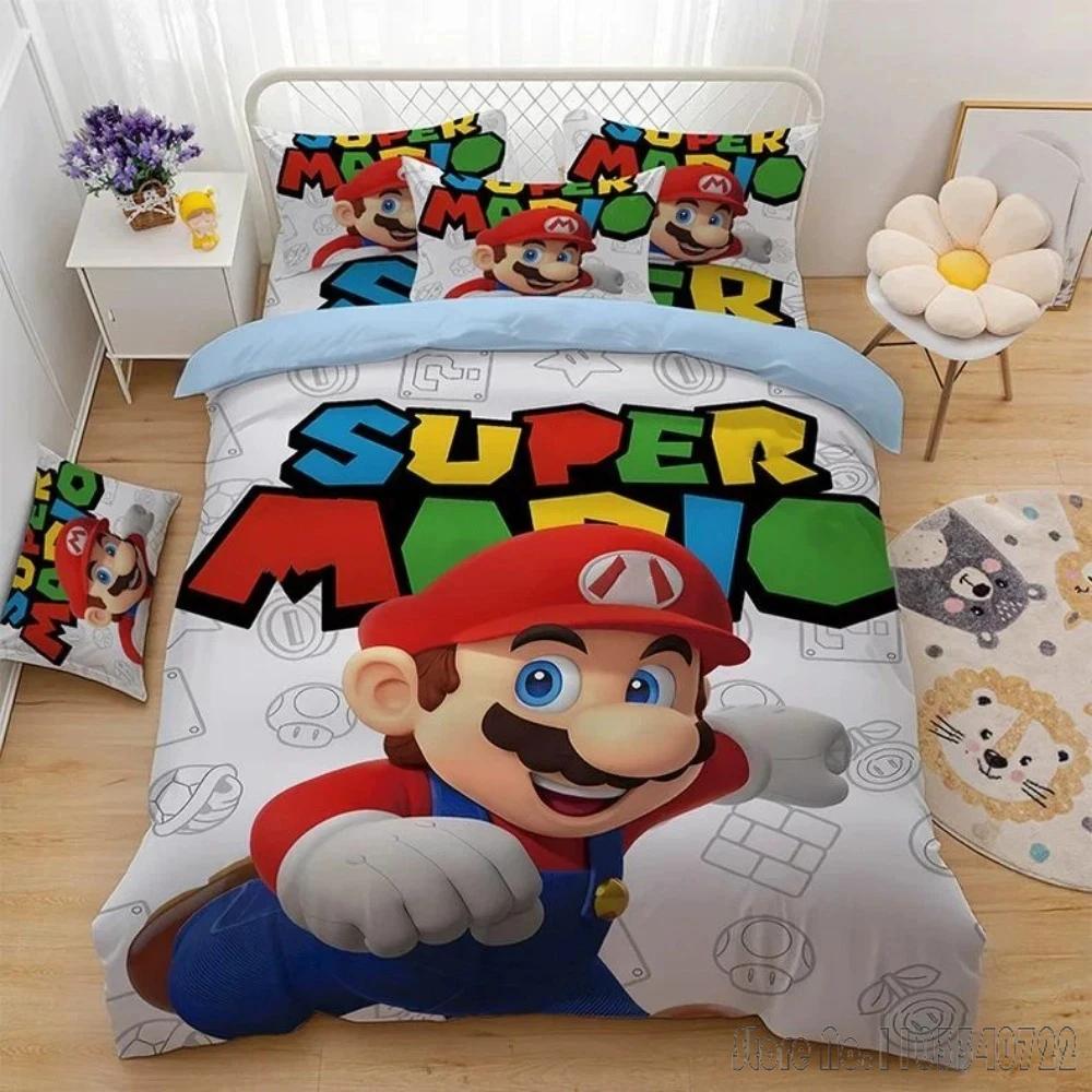 Anime Tecknad Serie Super Mario Bros Barns Sängkläder Set Baby Påslakan Set Sängkläder Tvilling Enkel King Barn Vuxen Gåva