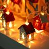 Boże Narodzenie Drewniany Dom LED String Light Xmas Tree Wisząca ozdoba 2024 Dekoracja świąteczna dla domu Dzieci Nowy Rok Prezent Navidad