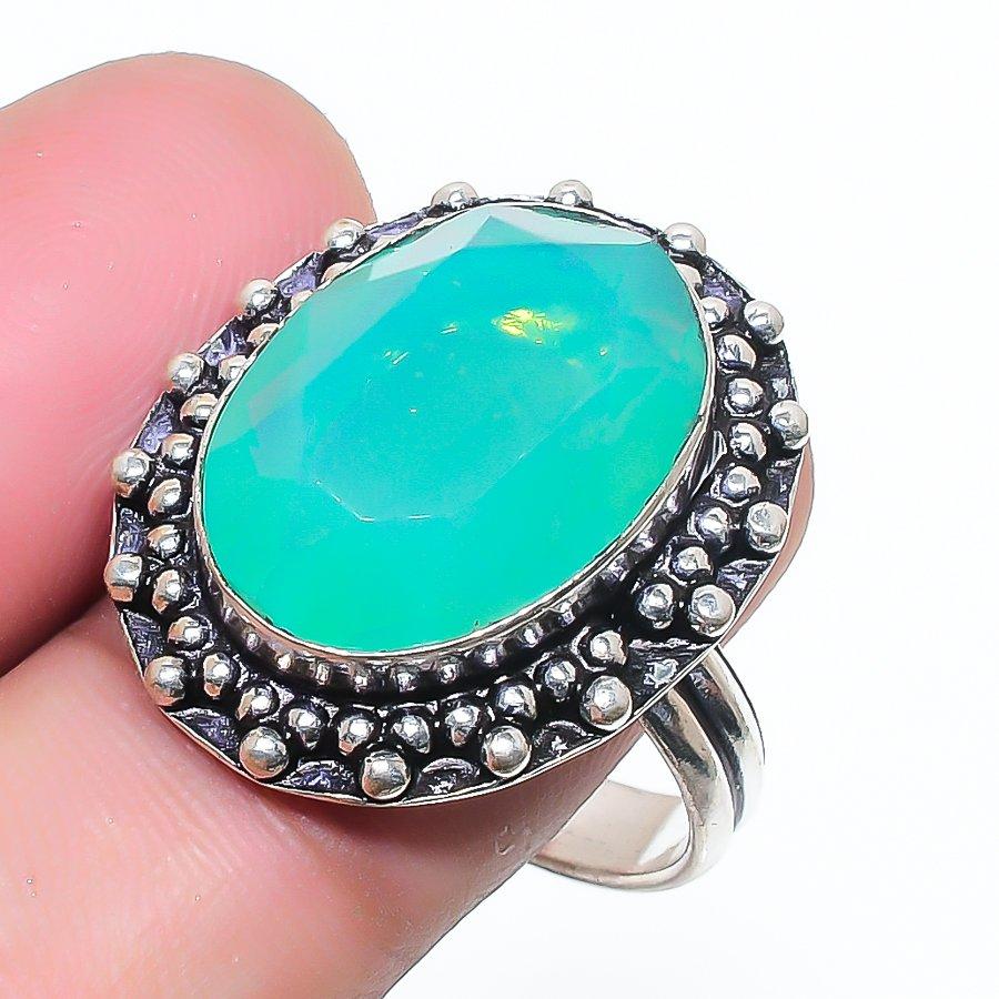Natural Fire Opal Gemstone Handmade 925 Sterling Silver Jewelry Ring Size 8 AR-16896