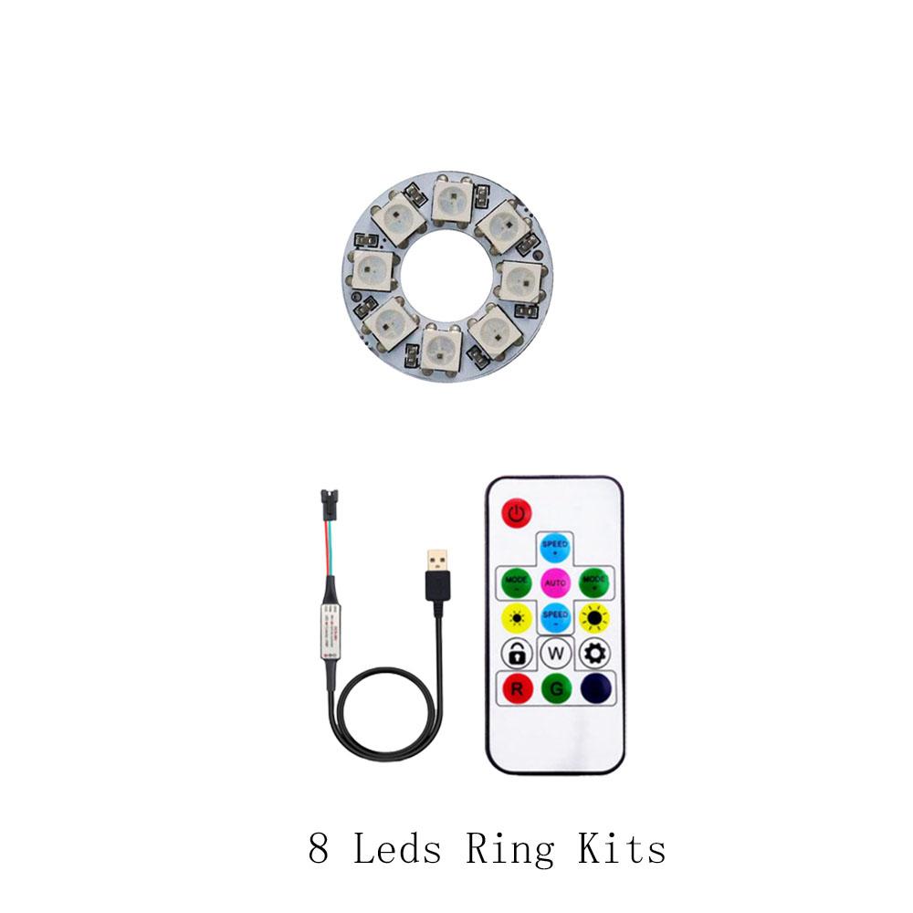 WS2812B DC5V Led Pixel Ring Individul AddressabIe Ring 5050 RGB WS2812 IC BuiIt-in Led ModuIe And 14Keys Lock USB Controller