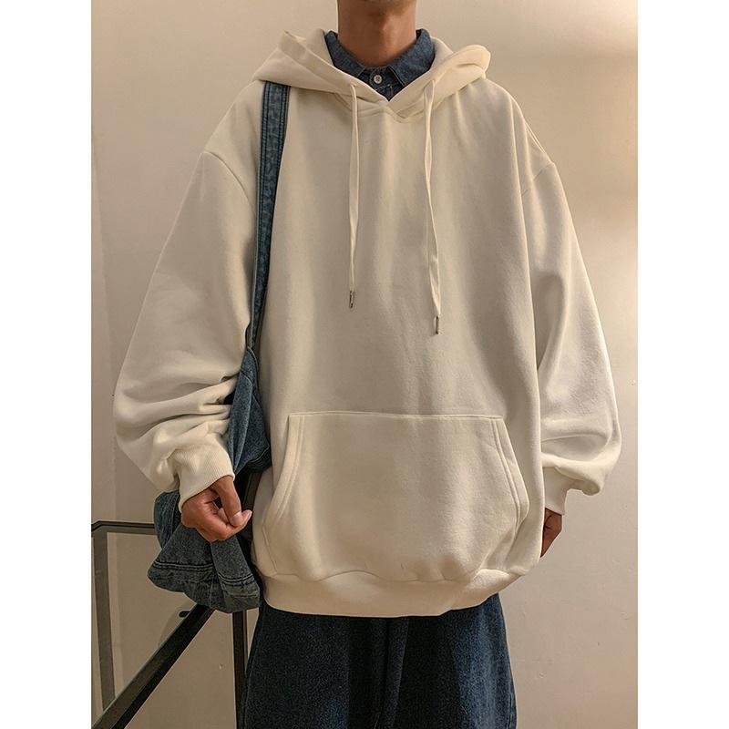 Trendiger Oversize-Hoodie für Herren: 300 g schwere chinesische Baumwolle, einfarbig, Westküsten-Stil, Unisex.