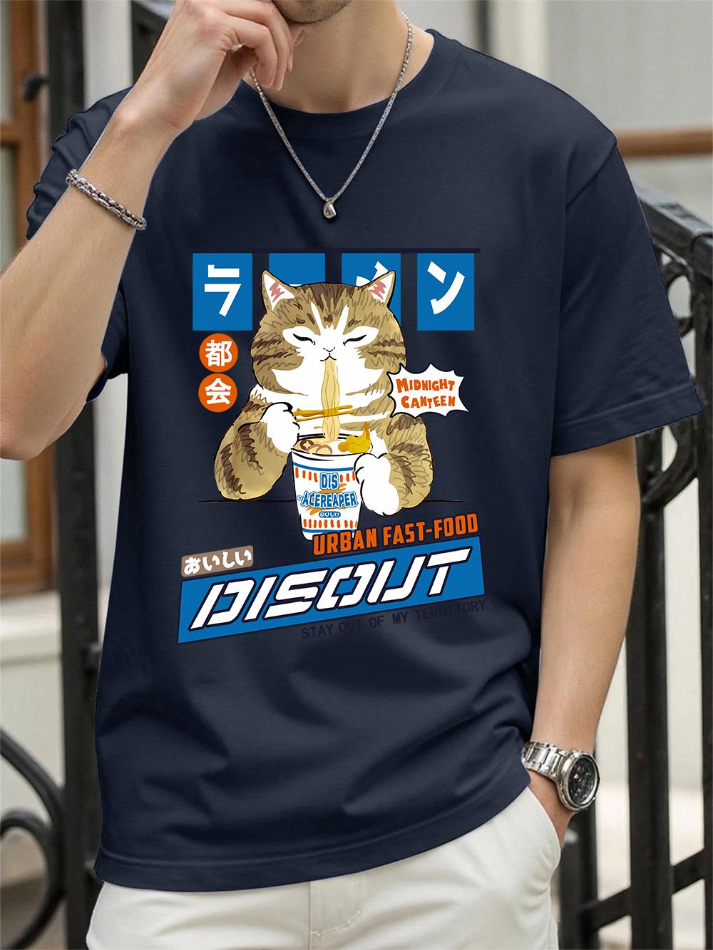 

Harajuku Cat Eating Noodles Prints TShirts Womens Summer Cotton Short Sleeve T Shirt Loose ONeck Soft Tops Basic Woman Clothes 4XL