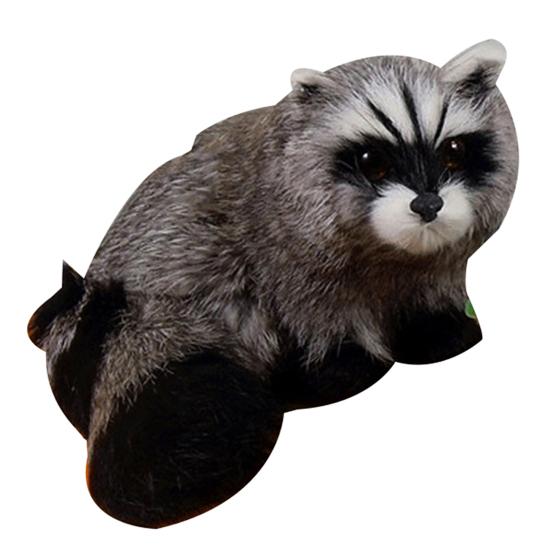 Simulation 3D Raccoon Furry Animal Model Toy Art Craft Desktop Decor Photo Props