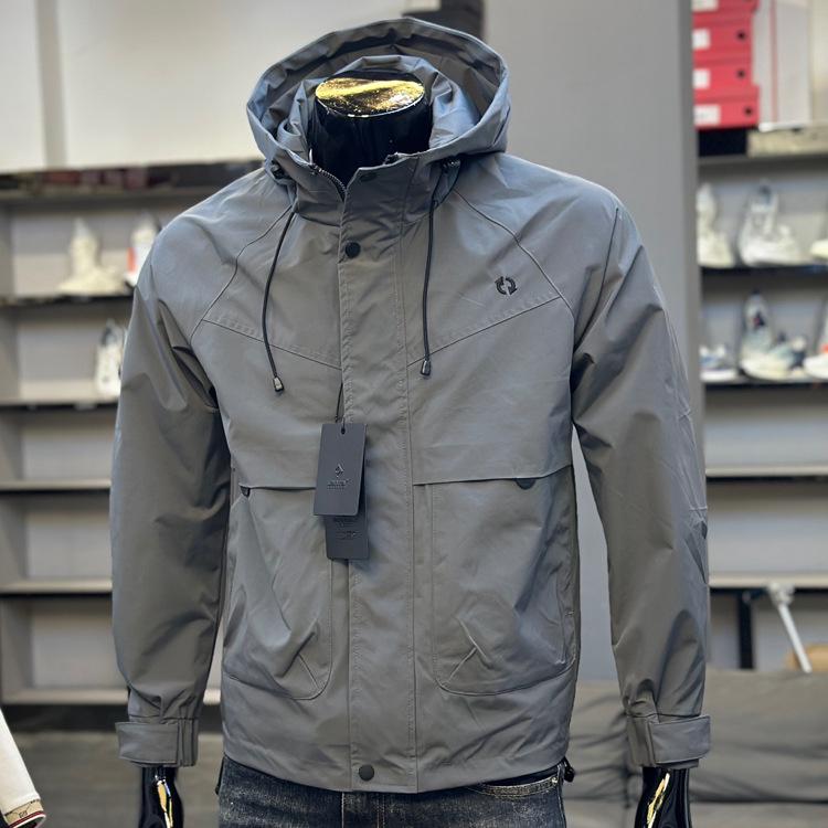 

Осенняя куртка с капюшоном Куртка Мужская Весенняя Серая Молодежная Зарядка Повседневная Новинка Верхняя одежда для улицы M серый