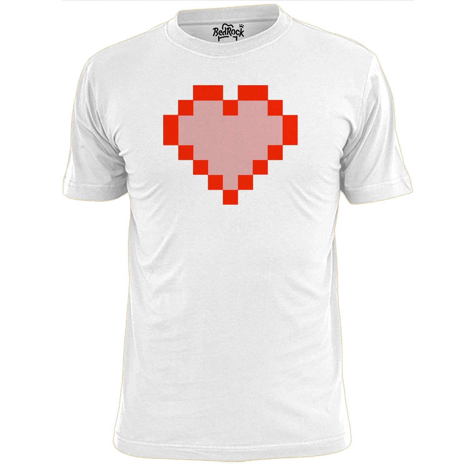 Mens Pixelated Heart T shirt Gaming Retro Valentine Love S