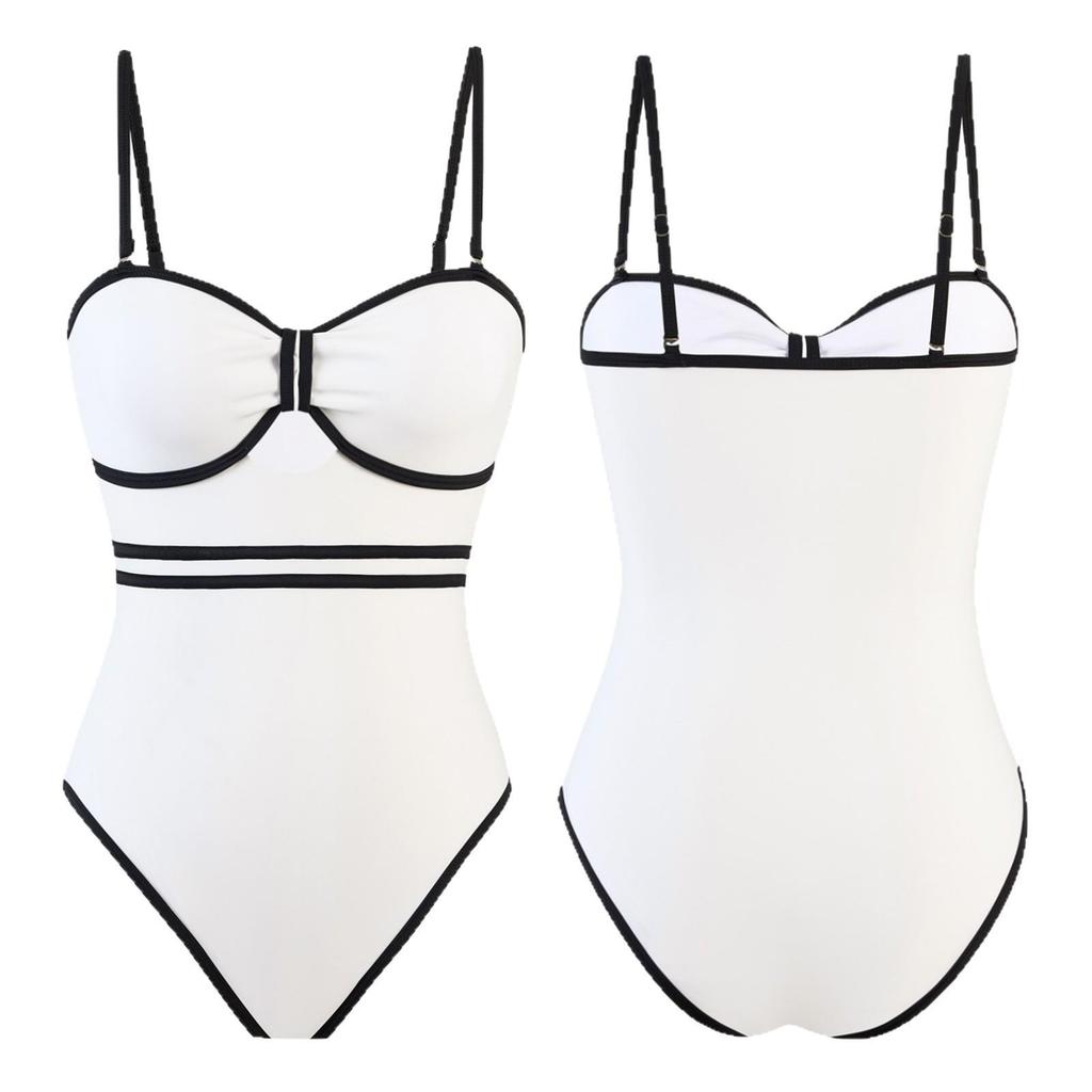 2025 Retro Solid Color One-Piece Swimsuit with Skirt - Bestseller Conservative Swimwear
