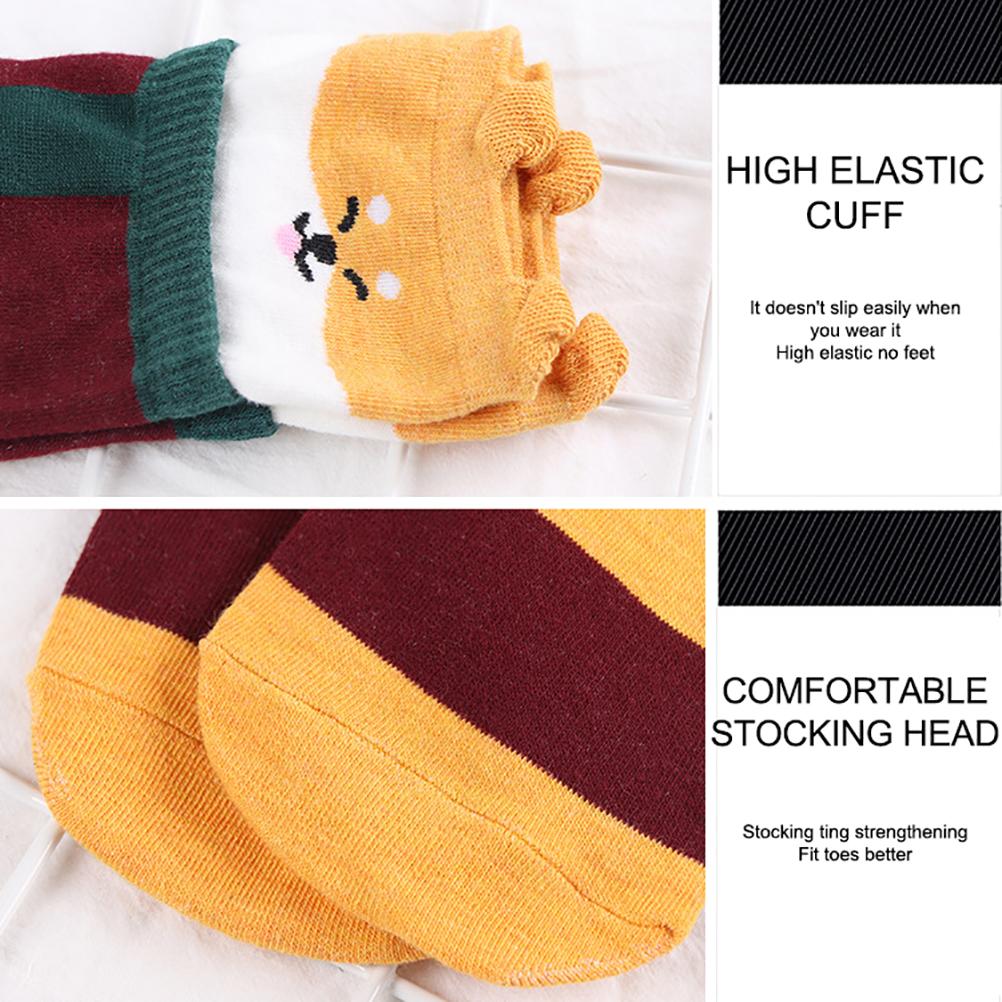 5 Pairs Women S Animal Socks Cute Cartoon Socks Colorful Striped Stockings