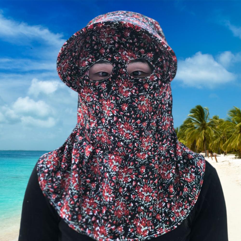 Cappello da Sole con Mascherina a Tesa Larga Traspirante Leggero Cappello da Lavoro per la Raccolta del Tè Copertura Totale Protezione UV Cappello da Pescatore Estivo per Esterno