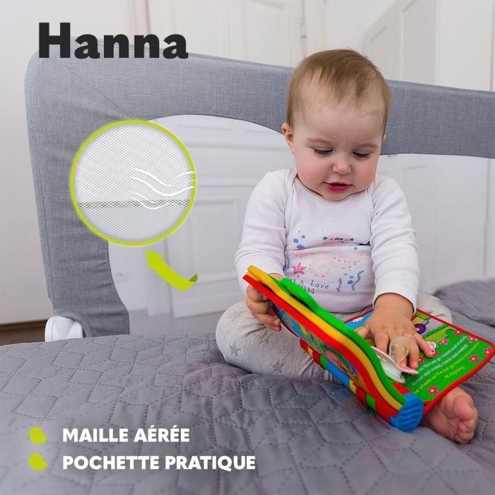 Barrière De Lit Bébé Hanna - LIONELO - Gris - Pliable - Protection Anti-chute - 150x66cm - Gris