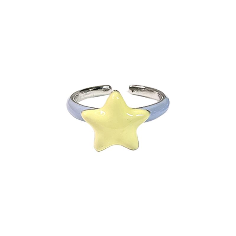 Dripping Oil Maillard Dark Bow Star Opening Ring Set Cold Style Fashion Ring Women