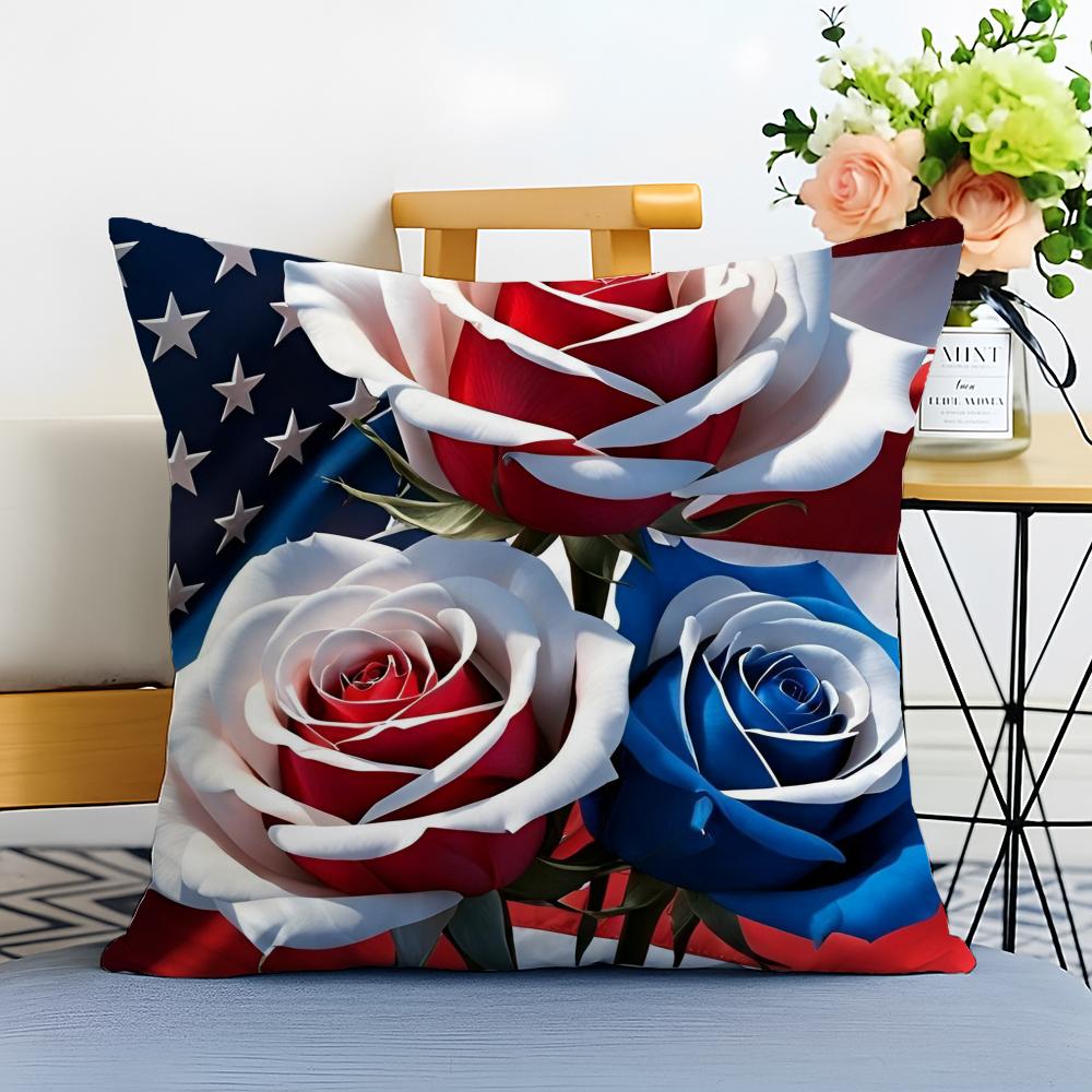 Independence Day Cushion Cover Washable Linen Comfort Soft  for Sofa Bed Cozy Home Room Decor