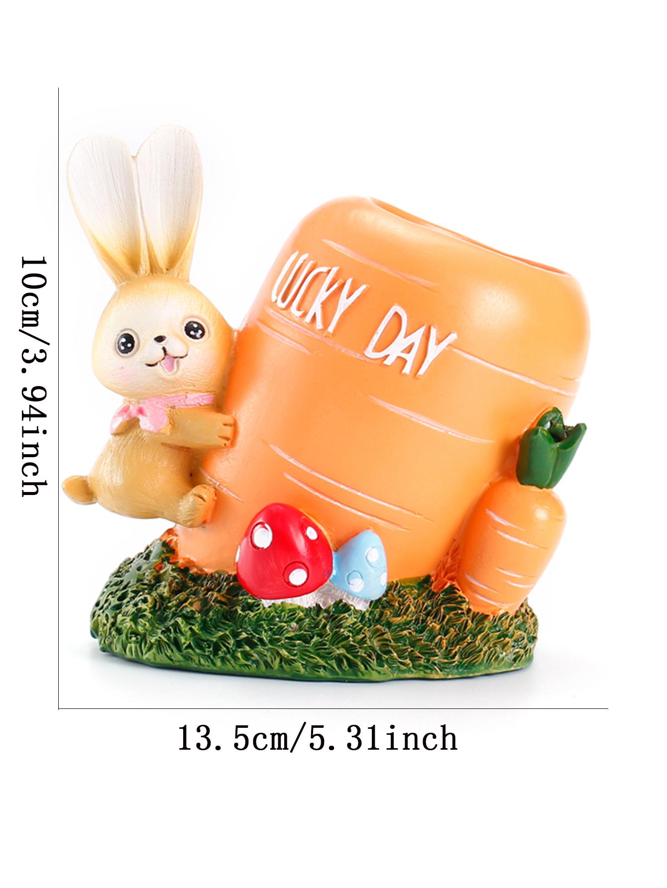 

Украшение домашнего стола Милый креативный кролик Морковка Подставка для ручек Украшения из смолы M