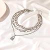 European & American Punk Style Multi-Layer Necklace with Lock Pendant