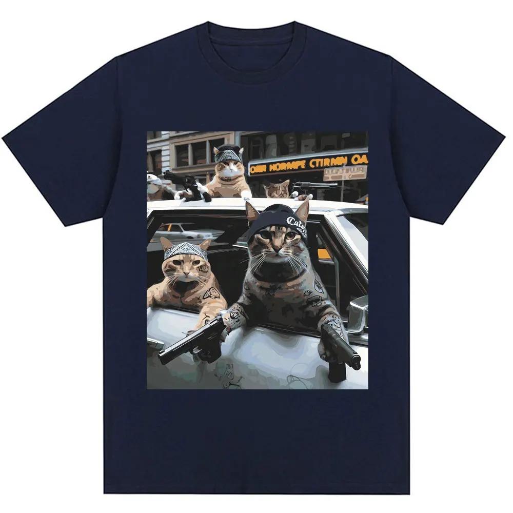 Tricou grafic amuzant cu meme pisici, vintage, inedit, la modă, pentru bărbați, femei, cu mânecă scurtă, supradimensionat, din bumbac, casual, tricouri, streetwear