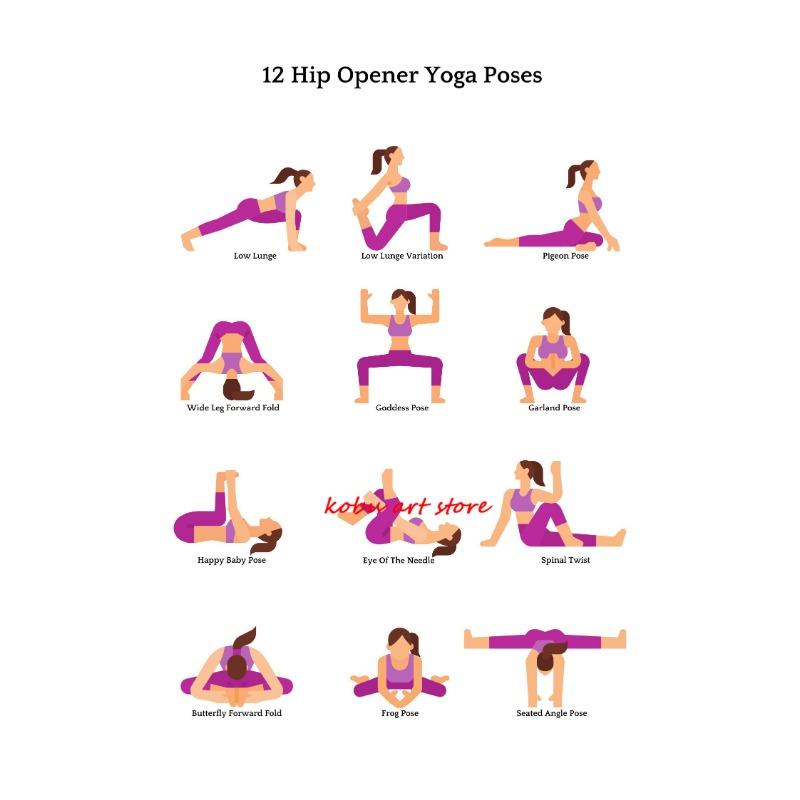 Morning Yoga Routine Canvas Painting Exercise Yoga Poses Posters and Prints Modern Wall Art Picture for Gym Yoga Studio Decor