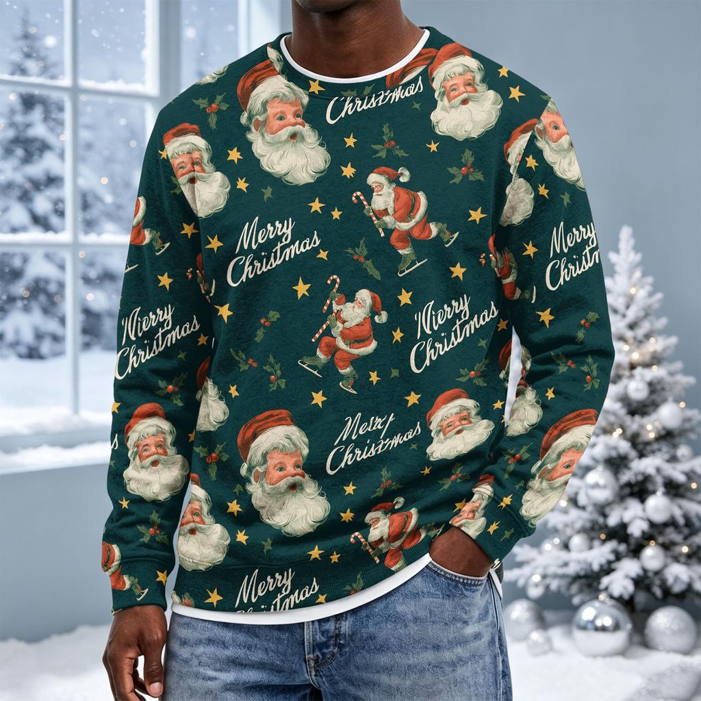 Men's Christmas Neck Pullover Sweatshirt