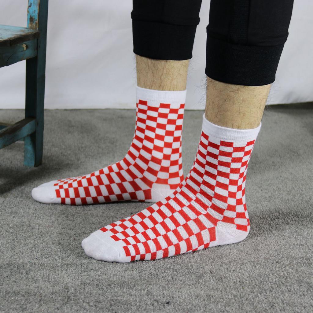 Unisex Hip Hop Cotton Checkerboard Socks Geometric Checkered Socks Unisex Hip Hop Cotton Checkerboard Socks Geometric Checkered Socks