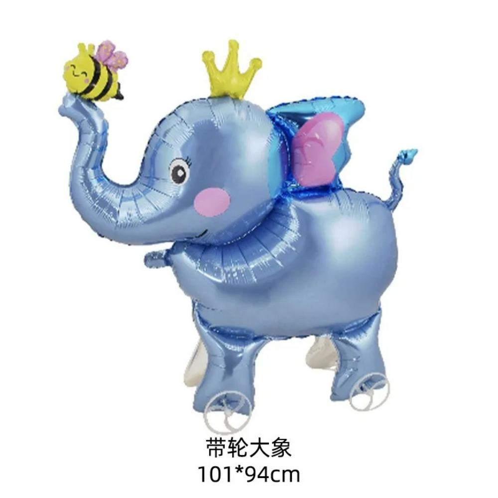 16pcs Cute Walking Animal Foil Balloons with Wheels Walking Wheels Elephants Dinosaurs Lions Rabbits Children's Toy Balloons