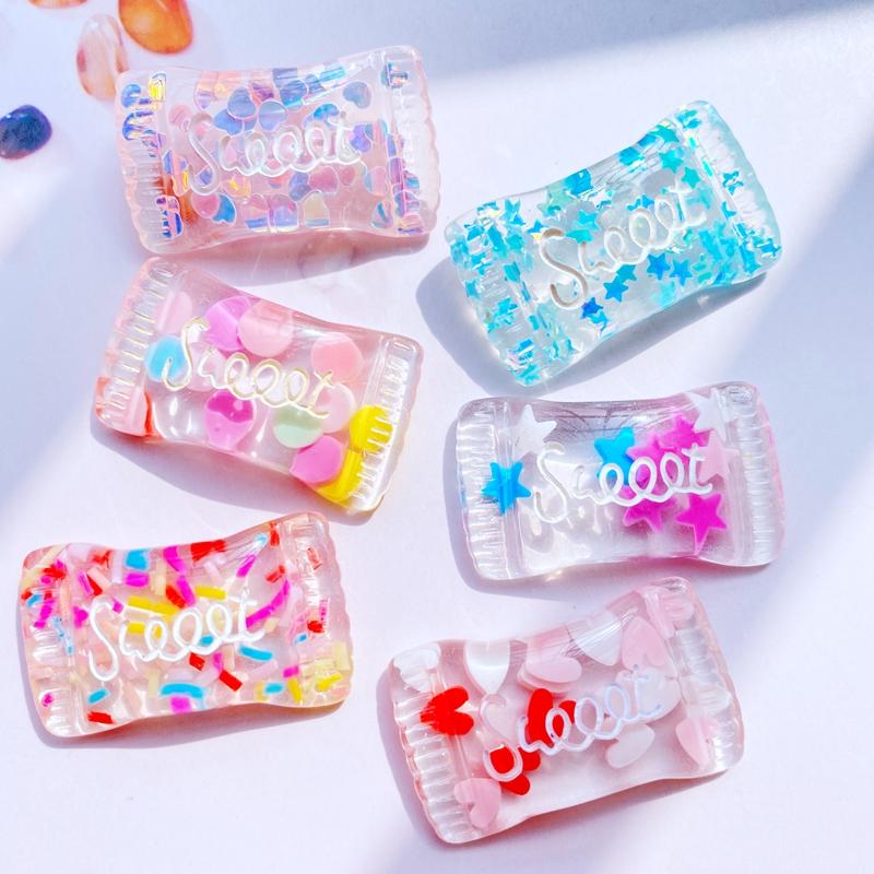 10Pcs Kawaii Cute Mixed Transparent Candy FlatBack Resin Cabochons Scrapbooking DIY Jewelry Craft Decoration Accessories G56