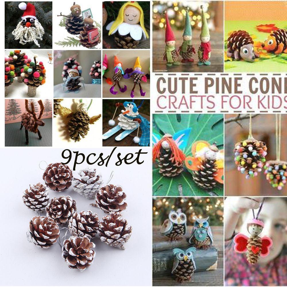 9Pcs/set DIY Craft Supplies Xmas Hanging Ball Christmas Tree Ornament Pinecone Pine Nuts