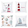 European Cartoon Sailboat Hot Air Balloon Lighthouse Cushion Cover Sofa Office Seat   Home Decoration 45x45cm