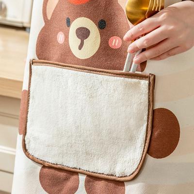 Portable Canvas Kitchen Apron Waterproof Cartoon Cooking Baking Bibs Sleeveless Adjustable Restaurant Uniform for Women