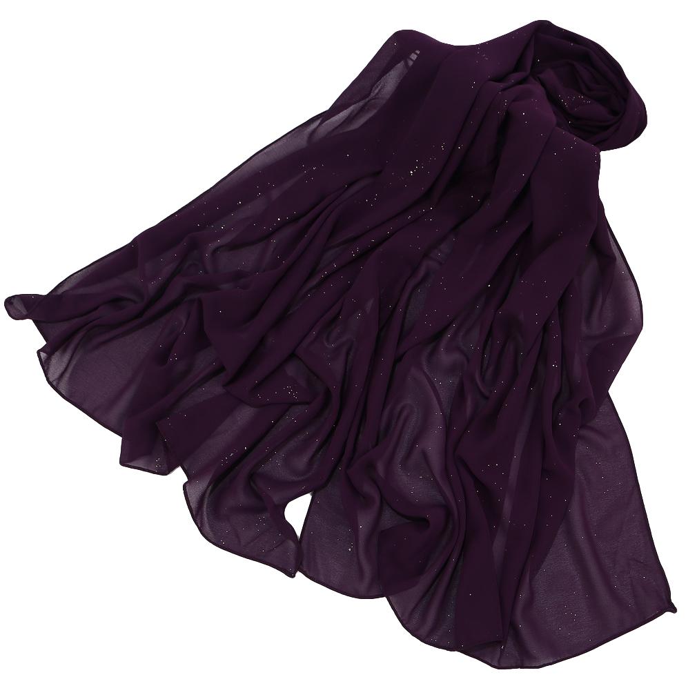Women's Chiffon Shawl, Glitter Gold Powder Scarf, Chiffon Hijab for Party/Beach