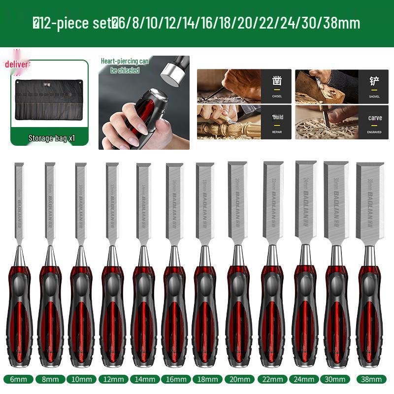 Baolian High Speed Steel Mortise and Flat Chisel Set for Woodworking