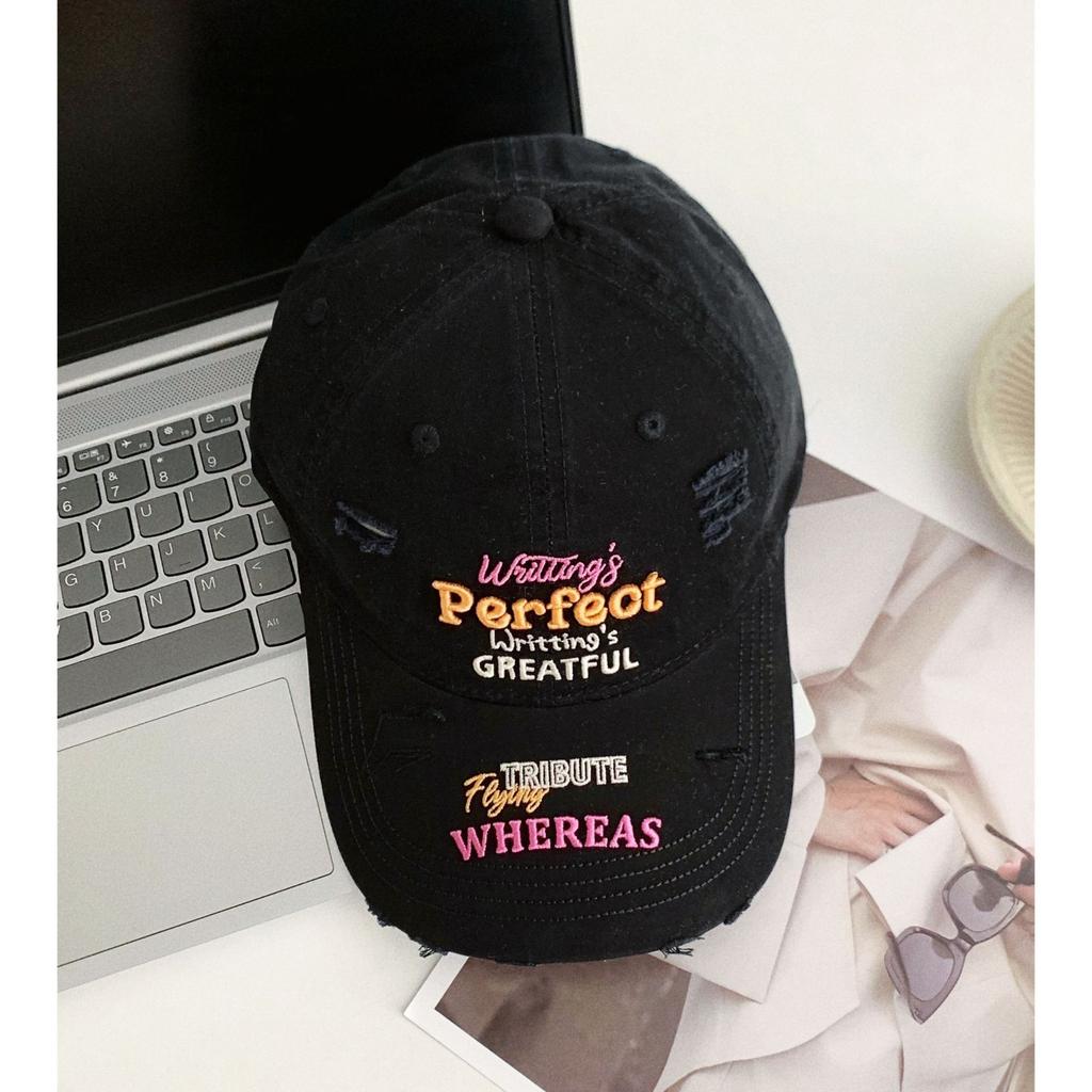 Fashionable Ripped Baseball Cap Fashionable Colorful Letters Three Dimensional Embroidery Candy Color Niche Sun Protection Baseball Cap Trendy