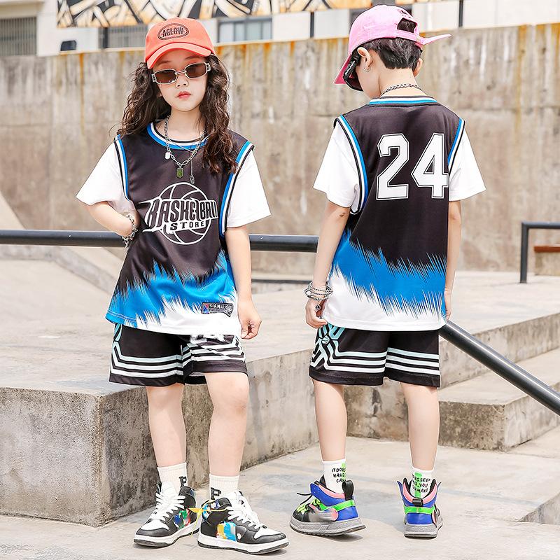 Summer new men's and children's basketball suit outdoor women's sports training quick-drying jersey short-sleeved shorts two-piece set