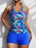 2022 European & American High Waist Floral Bikini Tankini Swimsuit