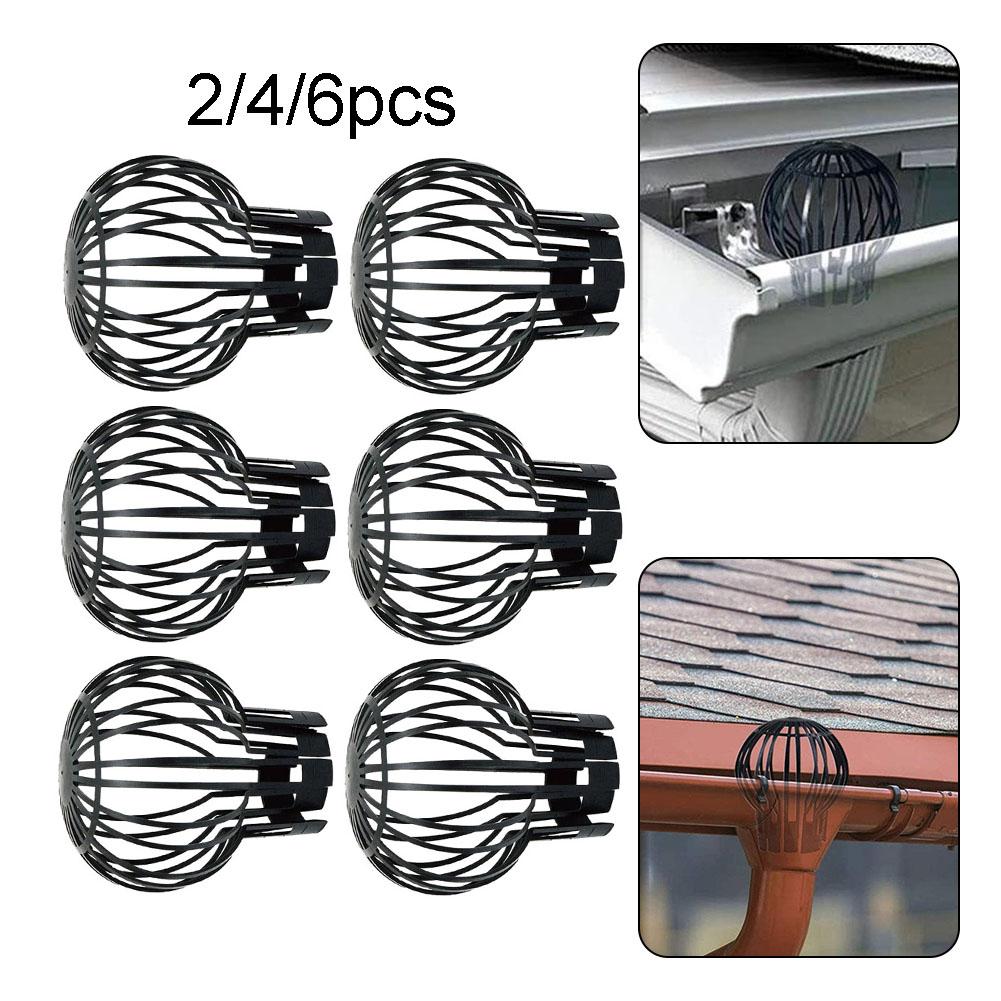 2/4/6pcs Downspout Filter Gutter Guard For Stopping Blockage Leaves Dirt Clogging Pipes Drain Cover Gutter Block