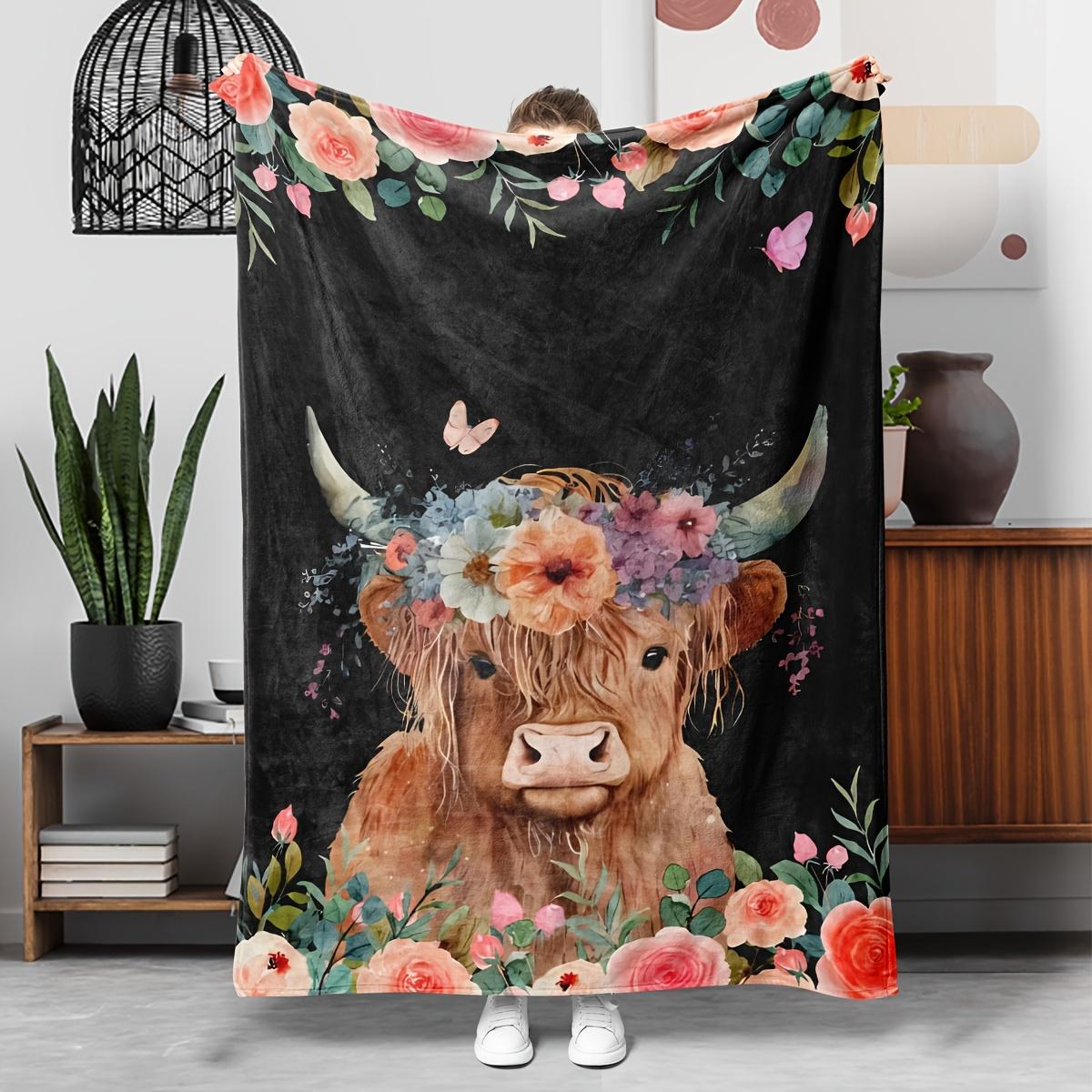 

Highland Cow Pattern Flannel printed blanket suitable for all seasons suitable for living room office sofa and travel 180x250CM 75x90cm