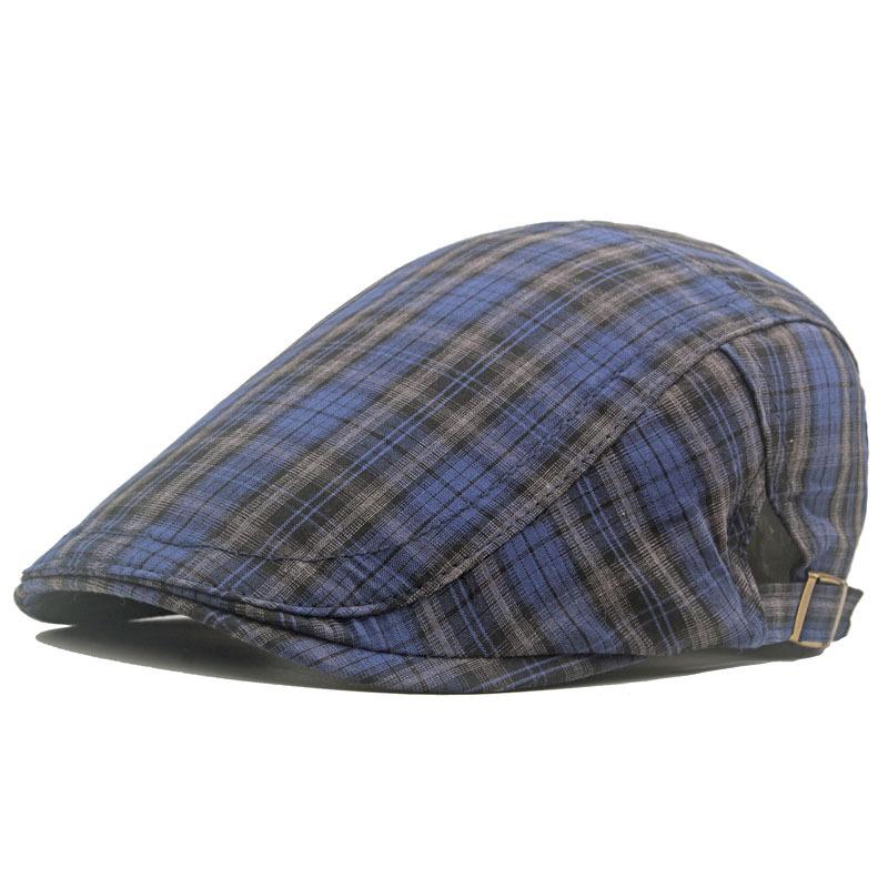 

Тонкий обратный берет, женская шляпа маляра для мальчика-газеты, осенняя мужская клетчатая шляпа вперед, солнцезащитная шляпа синий