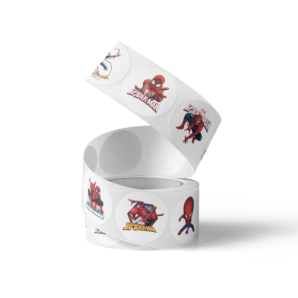 Spider-Man Self-Adhesive Round Reward Stickers: 500 Eco-Friendly Anime Sealing Stickers for Kids