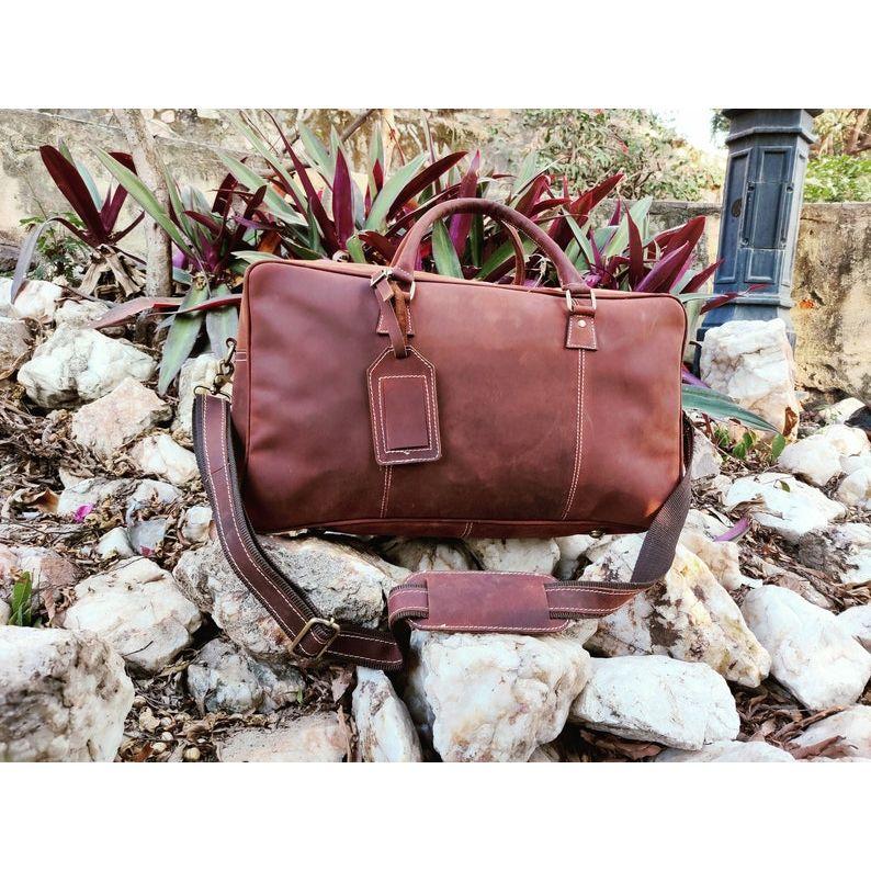 Leather Duffle Bag Vintage Carry On Weekend Bag Large Duffle Luggage Bag Gym Overnight Travel Bag Gift Men Women Duffel for Gift
