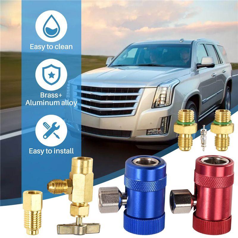 ABJN-R1234YF Self-Sealing Can Tap With R134A Tank Adapter And R1234 Quick Couplers, For A/C Refrigerants Mainfold Gauge Set