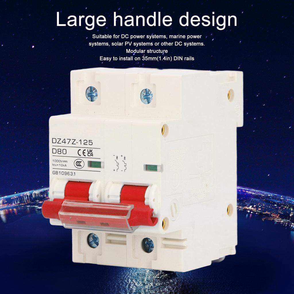 2P   Circuit Breaker 10KA Breaking Capacity Solar PV System Small Circuit Breaker 80A  1000V