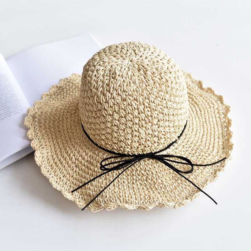 Versatile Style Hat Straw Woven Sweet Bow Colorful Fishermans Hatscaps
