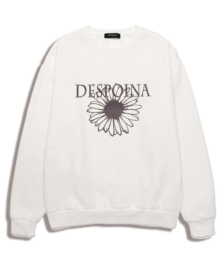 Ujeu Glitter Flower Print Sweatshirt (Dplts007) White/Violet