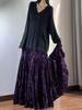 Velvet High Waist Fishtail Skirt - Chinese Style, Long Flare, Autumn/Winter Collection for Women