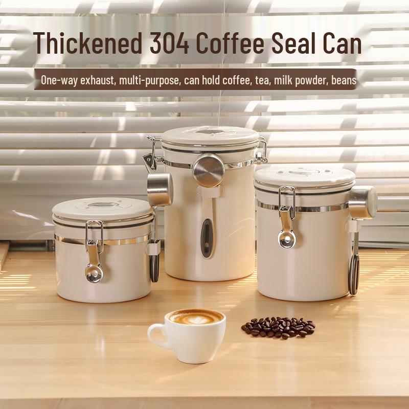 Barattolo Ermetico in Acciaio Inossidabile 304 per Caffè e Tè in Vetro