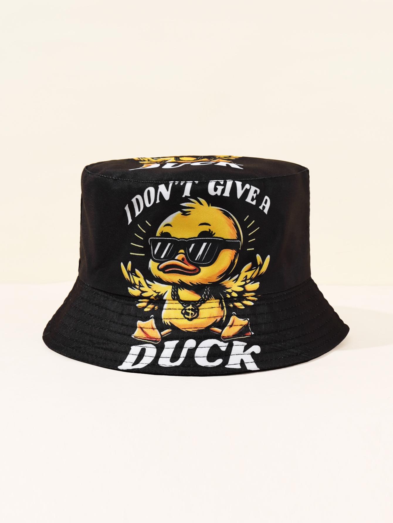 

1PC Little Yellow Duck Fisherman Hat | Sunglasses with Golden Chain Pulling Cool Style, Breathable Soft Fabric чёрный