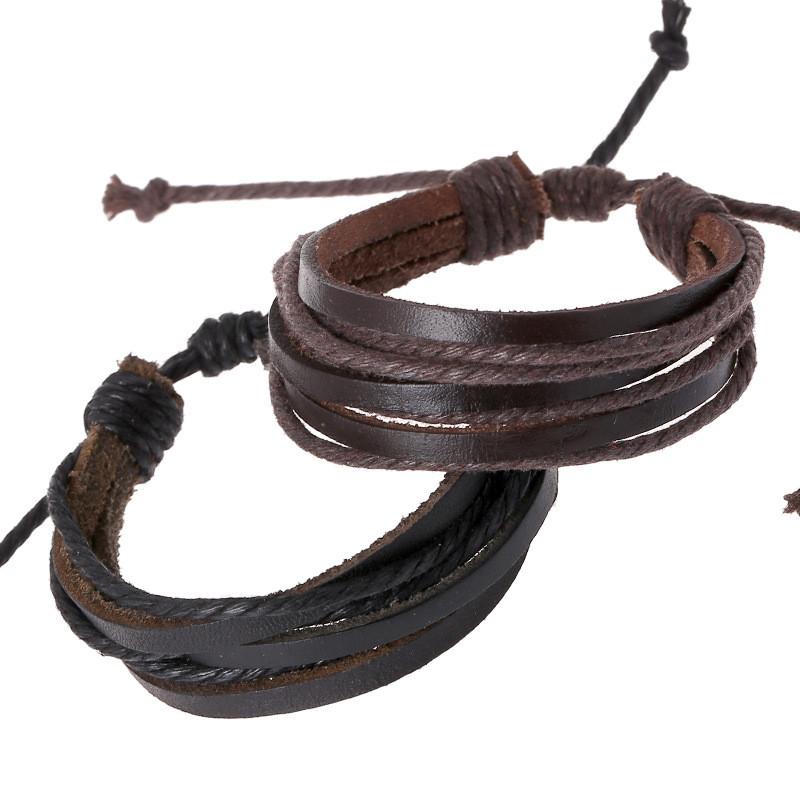 Trendy Handwoven Multilayer Leather Wristband For Couples Elegant Durable Gift Idea