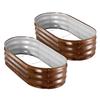 2 Pack Galvanized Raised Garden Beds, 1200 X 600 X 300 Mm, Oval Metal Planter Boxes Kit Outdoor, Bottomless Garden Box with Gloves, Alu-Zinc, for