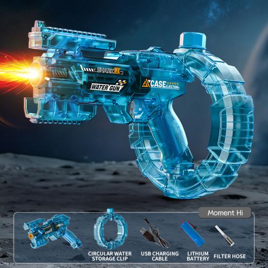 Rechargeable Electric Water Shooter with 800ml Tank & 32ft Range Full-Auto Splash Tot with LED Lights Effect Summer Outdoor Toy for Kids Teens Adults