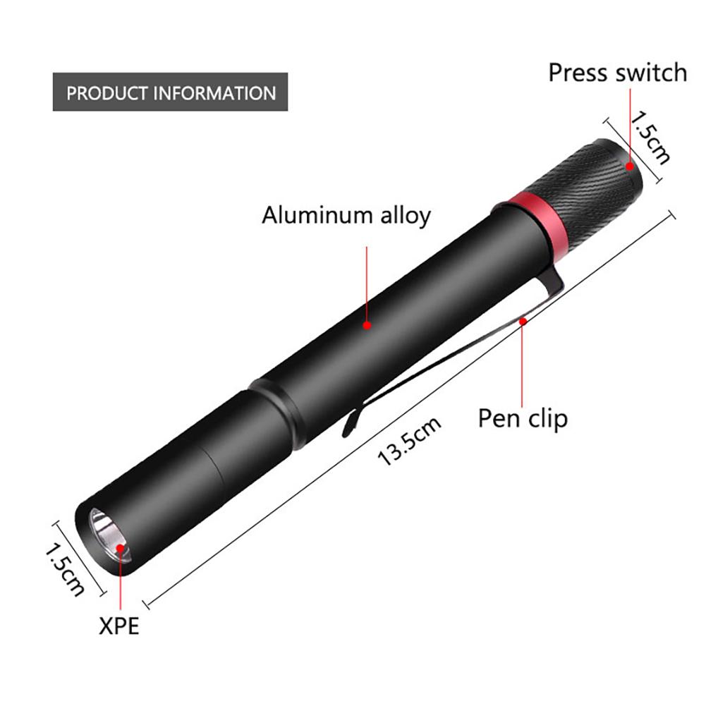 LED Pen Flashlight LED Work Light 3 Light Mode Adjustable Brightness Flash Light Lightweight with Clip for Camping Car Repairing