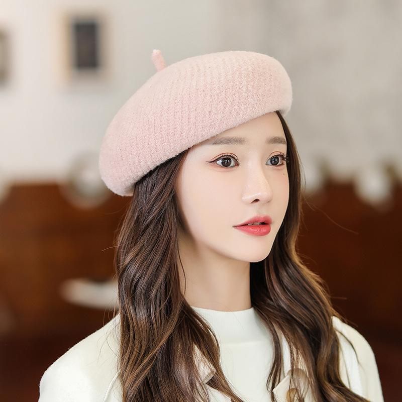 Autumn and Winter Women's Beret Solid Color Hat Outdoor Travel Japanese Painter Hat Fashion Beret Hat