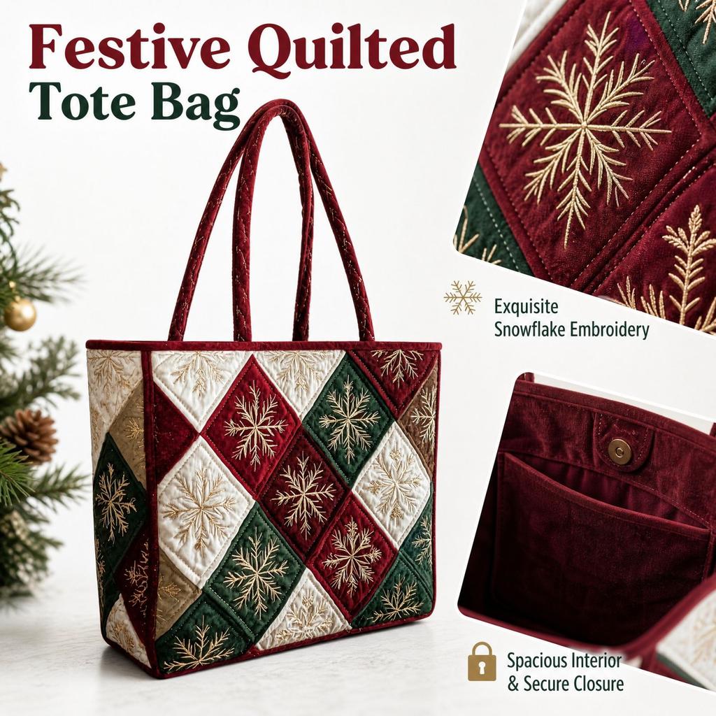 Polyester Christmas Print Bag for Holiday Shopping and Everyday Use