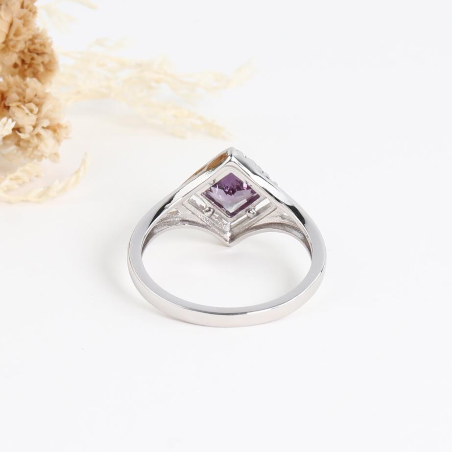 925 Sterling silver square ring synthetic color change Alexander nano elegant fashion birthday gift for women